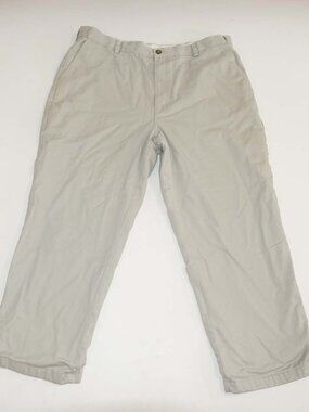 L.L. Bean Men's Comfort Waist Flannel Lined Pants 40 x 29 Beige 100% Cotton